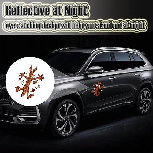 Miniatura 6 de 2 calcomanías reflectantes de 10 pulgadas y 6.1 pulgadas para fijar arañazos y abolladuras, divertidos dibujos animados E Coyote Splash Into Pieces,