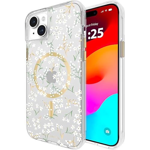 Rifle Paper Co. iPhone 15 Plus Case [Compatible with MagSafe] [12ft Drop Protection] Cute iPhone Case 6.7" with Floral Pattern, Anti-Scratch Tech, Shockproof Material, Slim Fit - Petite Fleurs
