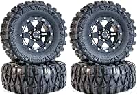 2,6 Pneus All Terrain pneu de borracha macia para carro e aro para corrida off-road, pneu de borracha OD 135 mm e aros de metal com hexagonais de 17 mm/12 mm para MJX H8H MK07 KM4 Traxxas TRX-4 TRX-6