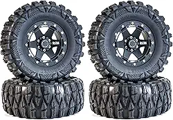 2,6 Pneus All Terrain pneu de borracha macia para carro e aro para corrida off-road, pneu de borracha OD 135 mm e aros de metal com hexagonais de 17 mm/12 mm para MJX H8H MK07 KM4 Traxxas TRX-4 TRX-6