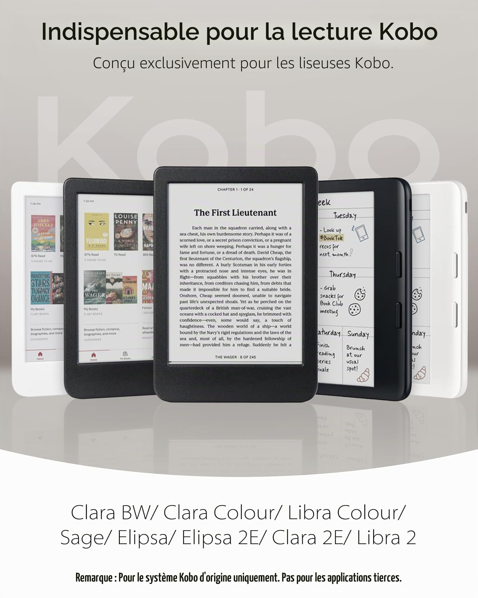 Télécommande Stouchi pour Kobo, Tourne-Page sans Pince avec Boîtier de Charge, Mains Libres Compatible Clara BW/Libra Colour/Clara Colour/Elipsa 2E/Clara 2E/Libra 2/Sage - Noir