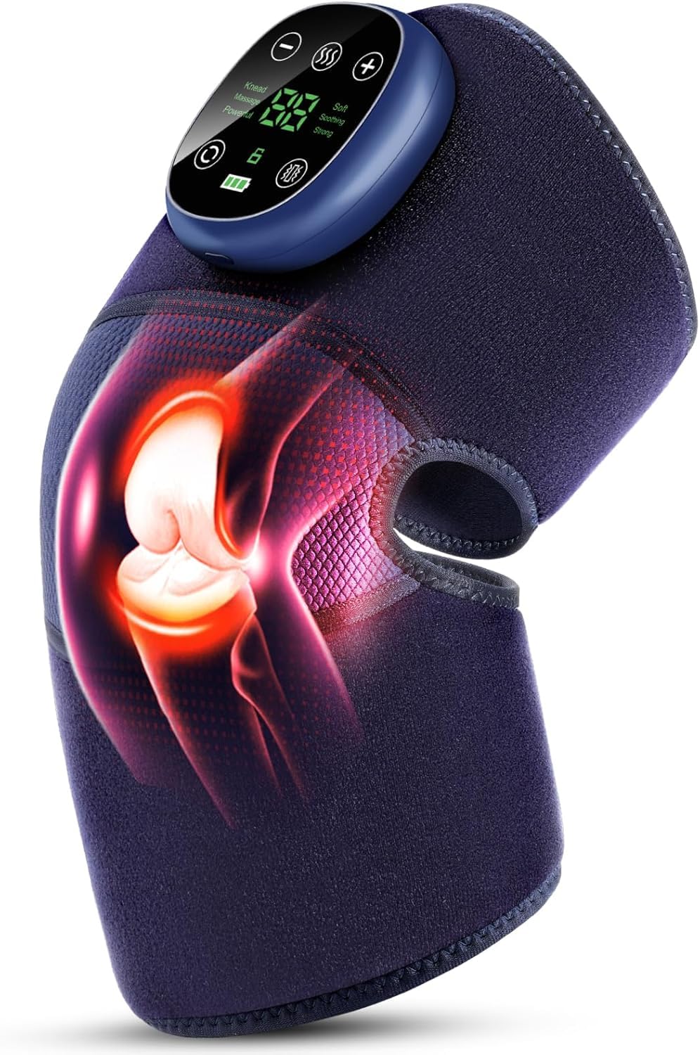 Kabelloses Knie Massagegerät mit Wärme & Luftdruck, Elektrischer Kniemassageier mit 6 Heizstufen 9 Modi zur Linderung von Knieschmerzen, Arthrose Sportverletzungen, für Knie Ellenbogen