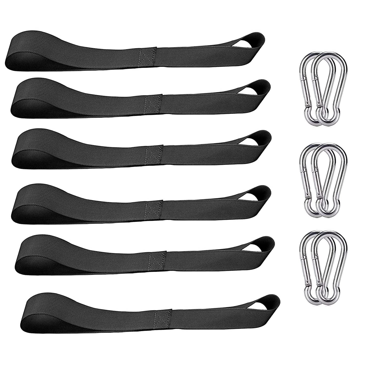 6 Pack Soft Loop Tie Down Straps, Ratchet Straps Heavy Duty Tie Down Strap, Black Ratchet Tie Down Straps for Securing Cargo on Truck, ATV, UTV, Motorcycles, Scooters, Dirt Bikes Equipment (Black)