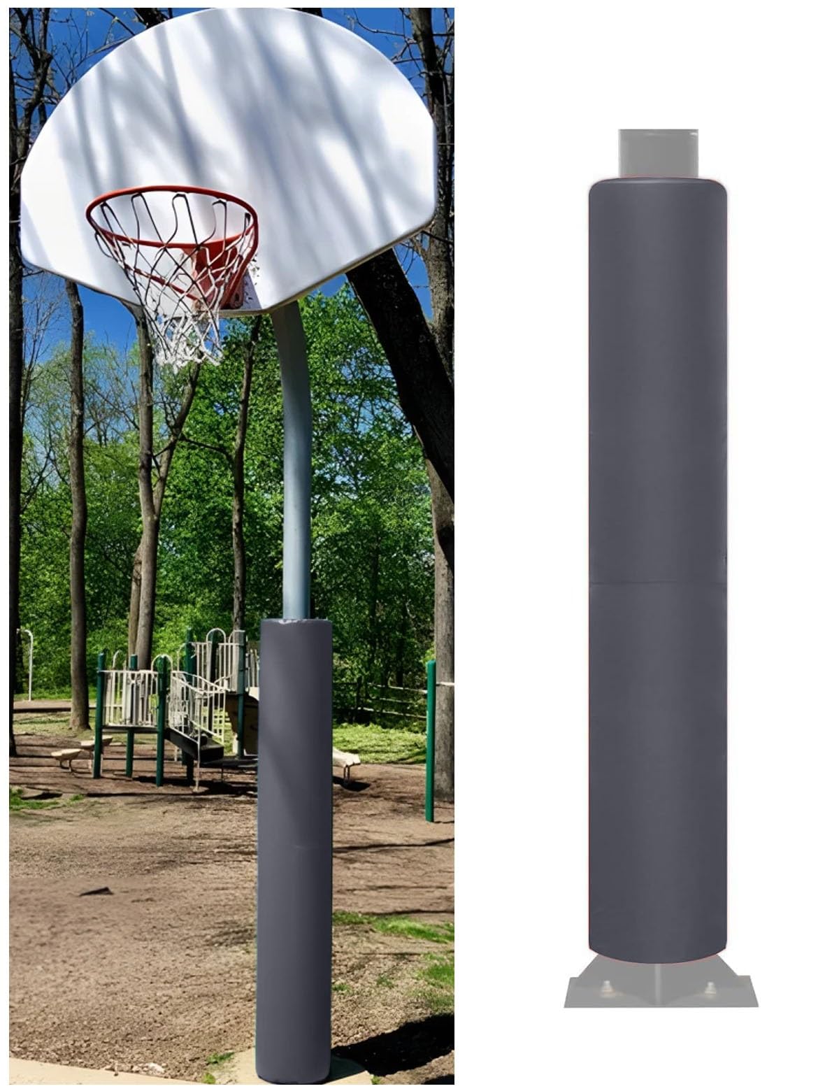Wrap Around Basketball Pole Padding Outdoor, All Weather Pole Pads for Gymnasium, Basement, Playground