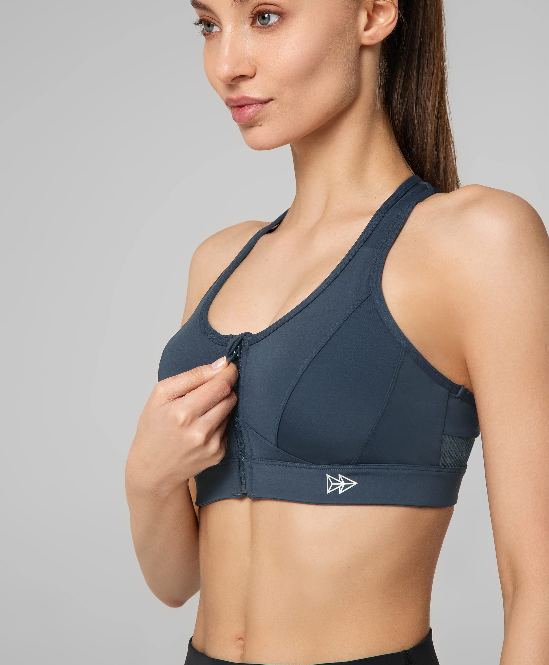 Yvette Reggiseno Sportivo da Donna Chiusura Anteriore Supporto Forte Seni Grandi Imbottiti per Fitness Yoga Running Jogging