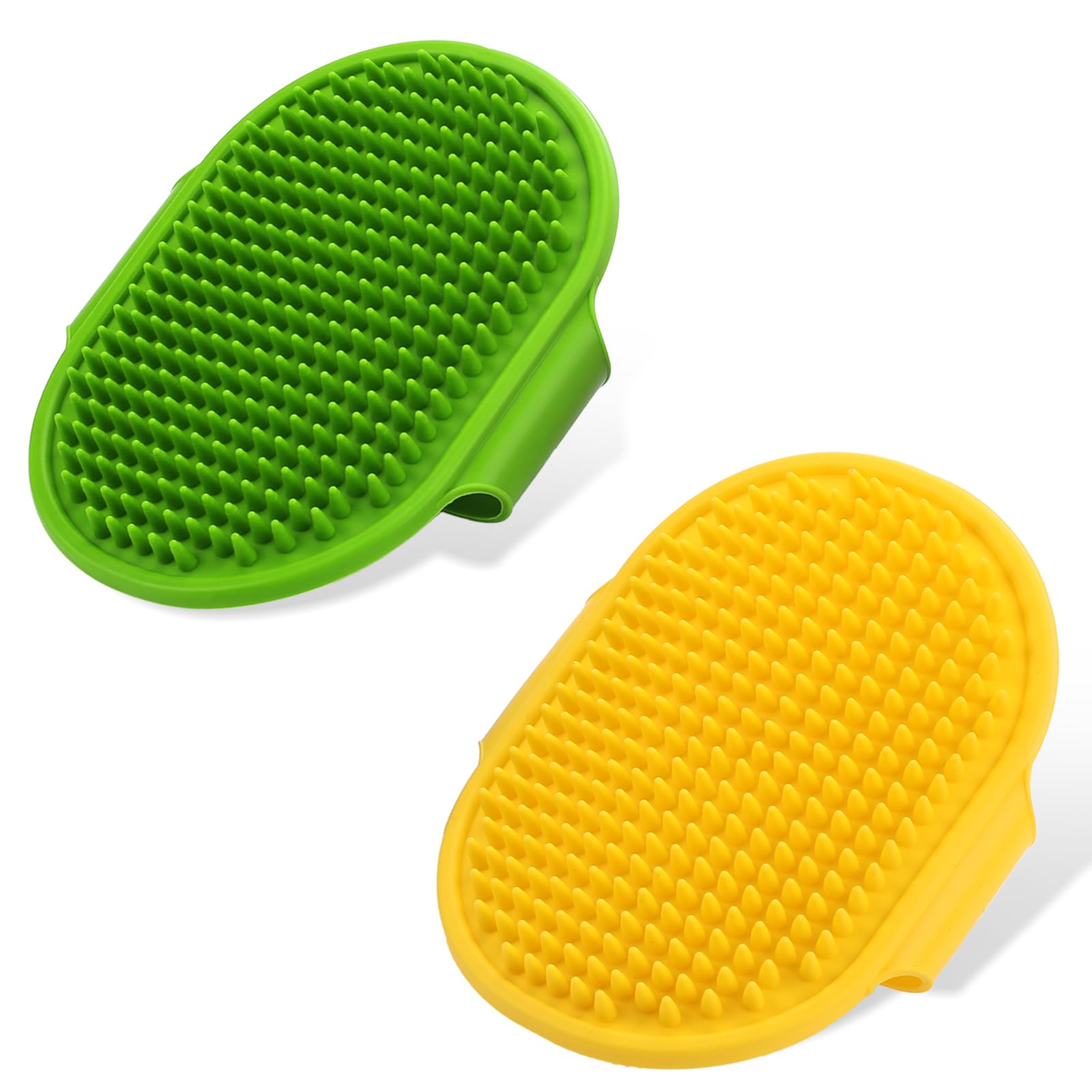 TIESOME Cepillo de baño para perros y gatos, 2 unidades, de silicona, cepillo para el cuidado de mascotas, cepillo de masaje calmante, peine de goma, cepillo de limpieza para pelo con anillo ajustable
