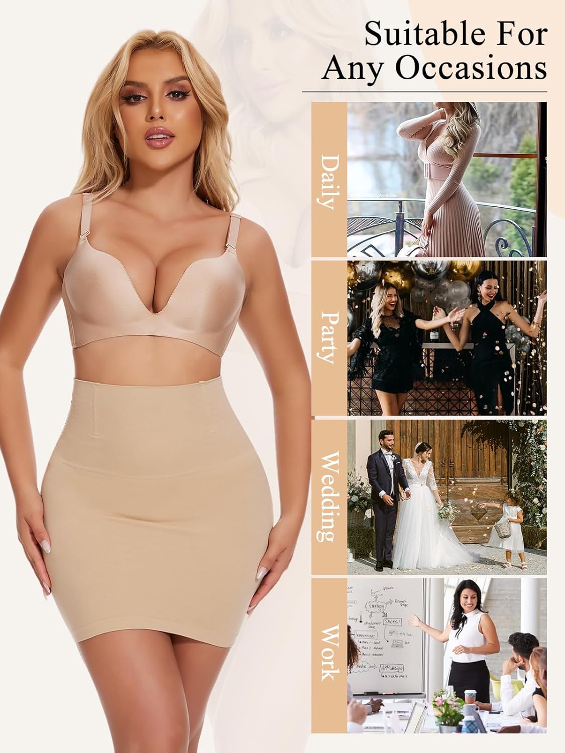 JOYSHAPER Shapewear Dress Slip for Under Dresses Half Slip Tummy Control High Waist Slip Skirt Body Shaper - Image 4