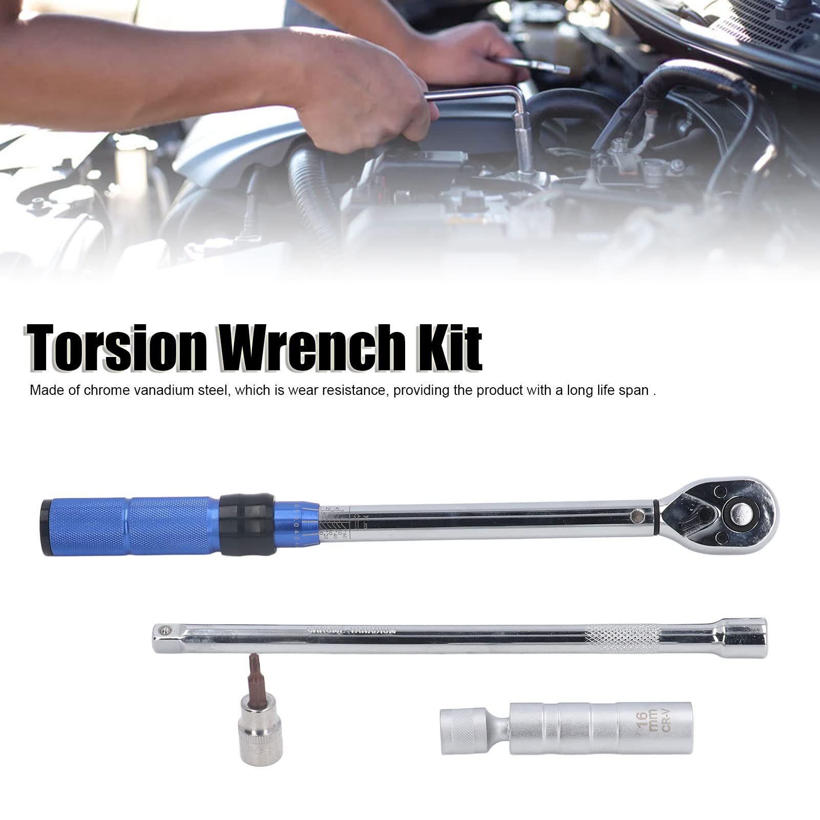 Zestaw kluczy skrętnych z napędem 3/8 cala |Nasadki do świec zapłonowych 14 mm i 16 mm do samochodów/motocykli/dwóch – konserwacja |7 szt. z przedłużką i bitami gwiazdkowymi