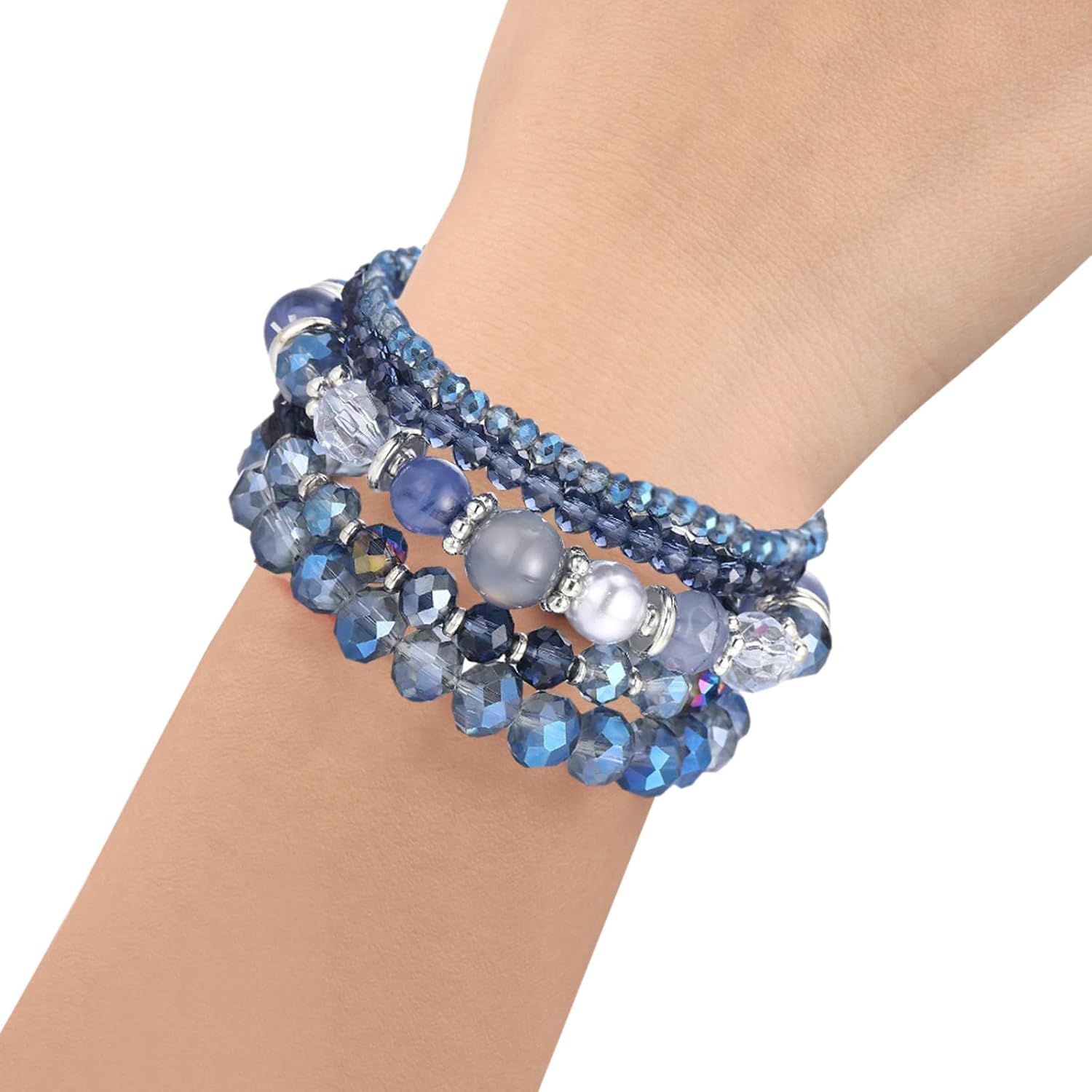 Bohemian Black Beaded Bracelets for Women, Cute Bracelets for Women, Multilayer Disco Ball Bead Stretch Bracelet, Beads Bracelet for Women Black - Image 5