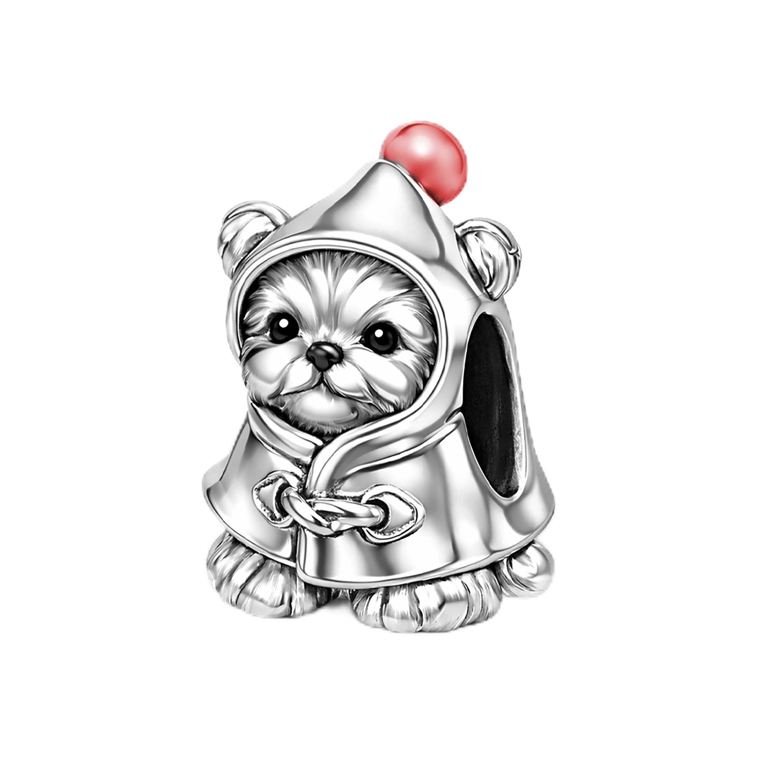 GNOCE Pet Dog Bead Charm for Women,Silver Charms Necklace Bracelet for Her, Jewelry Gift
