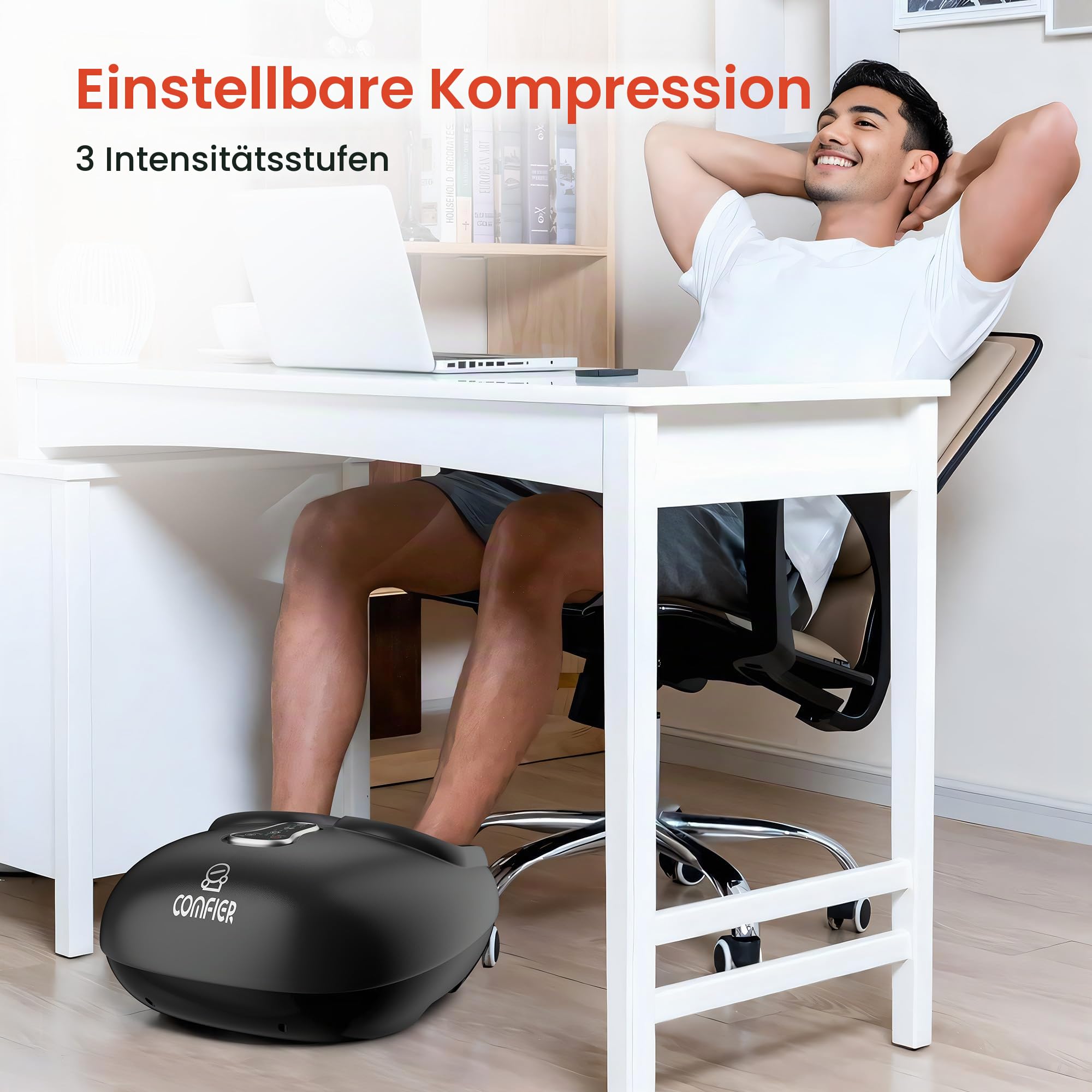 COMFIER Fuß-massagegerät mit Fernbedienung, Pausenfunktion, Fußmassagegerät mit Wärme, Kompression, Vibration, Shiatsu-Fußmassagegerät für Neuropathie, Plantar-Fasziitis, Geschenk für Männer/Frauen