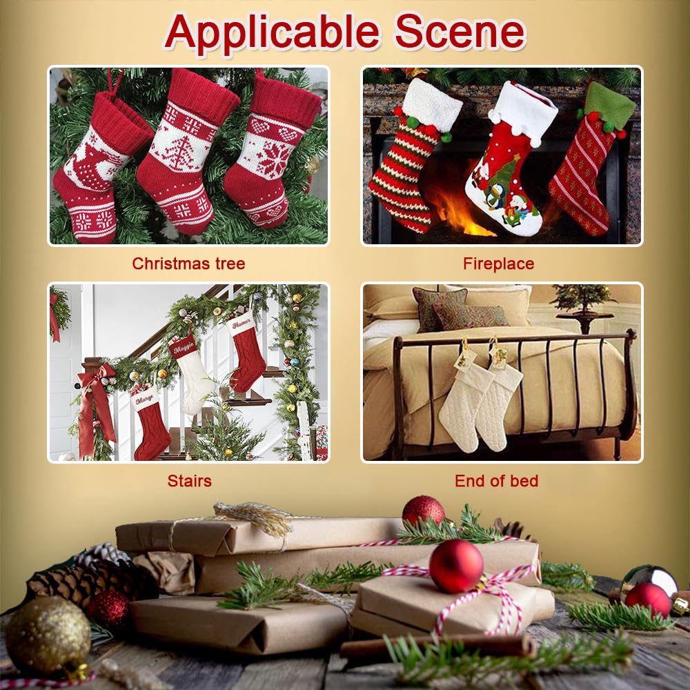 Hixingo Weihnachtsstrumpf Personalisiert, 46cm Große Klassische Gestrickt Bestickte Nikolausstrumpf, Weihnachtssocken zum Aufhängen und Befüllen Kamin Weihnachtsbaum Deko (5 Paar gemischte Farben)