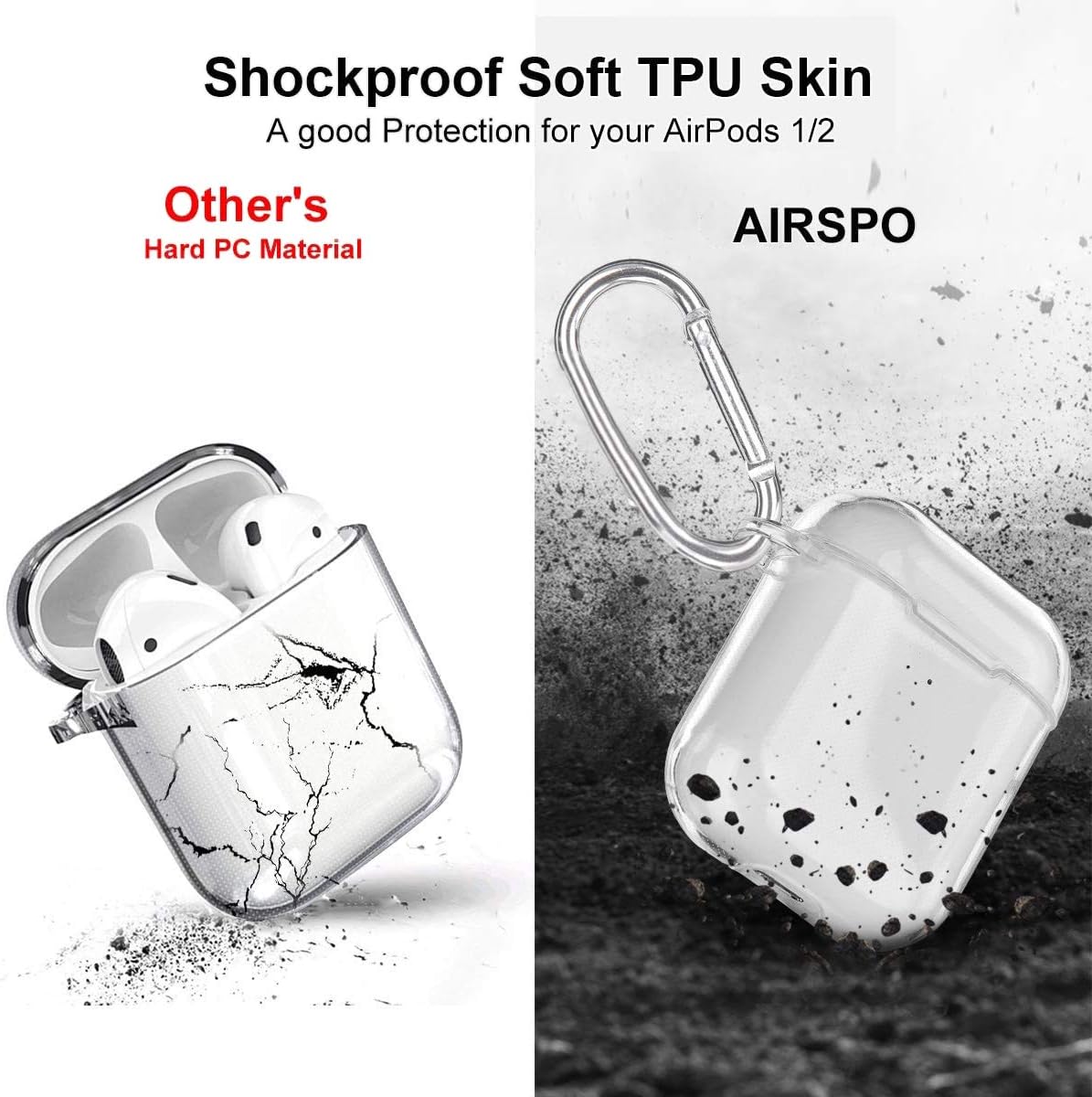 Vabogu Compatible Airpods 1&2 Case,Transparent airpod Protective Case Cover,Crystal Clear Protective Glossy Anti-dust Hard Protector [Front LED Visible] for AirPods Charging Case 2 & 1 (11)