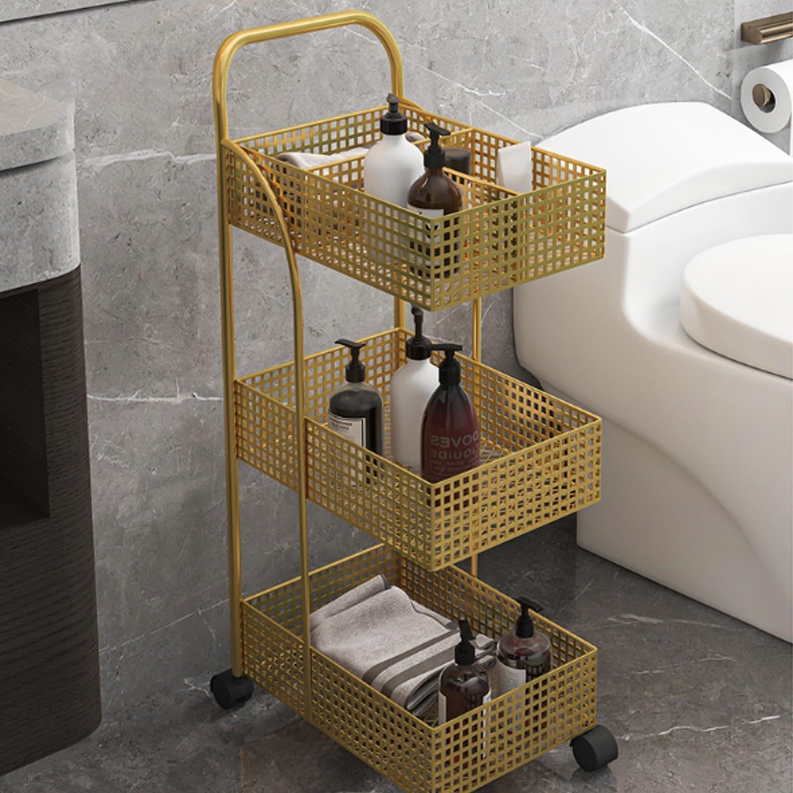 Cocina Portaoggetti For Carrello, In Metallo For Cucina Da Bagno, Mobile For , Con Ruote Estante de almacenamiento(Nero,M)
