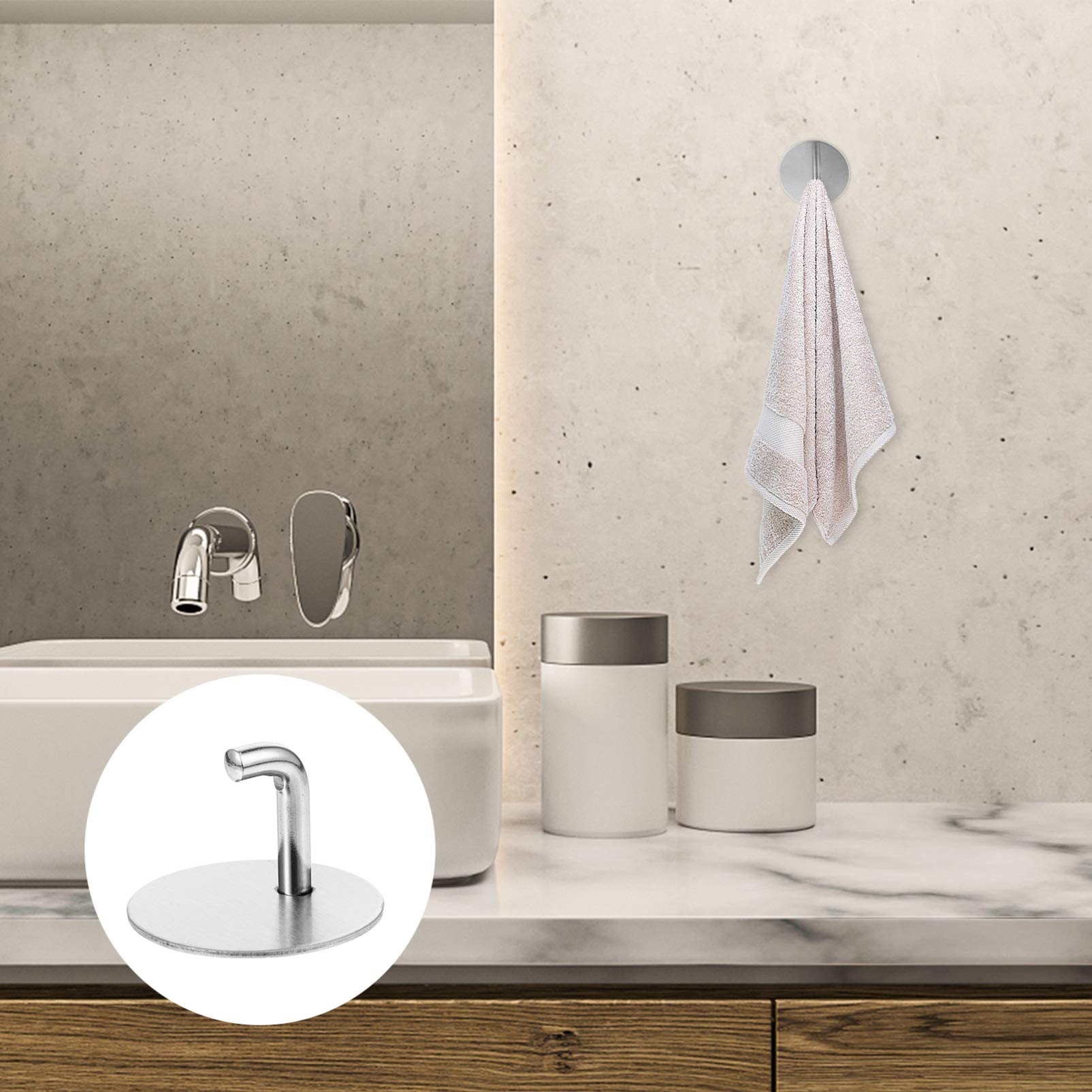 VASDEV 2 Juegos de Ganchos de Pared autoadhesivos de Acero Inoxidable para Entrada, Ganchos para Ropa, Perchas para el hogar, Cocina, baño, Dormitorio, Chaquetas, Sombreros, Batas, Toalla