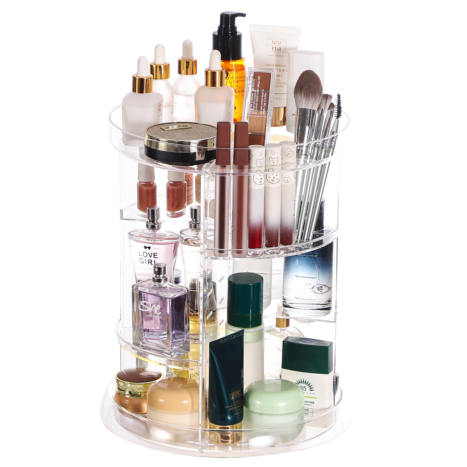 Cq Acryl Make-up-Organizer – 360° Drehbar, 4 Etagen, Transparent, Für Badezimmer & Schminktisch