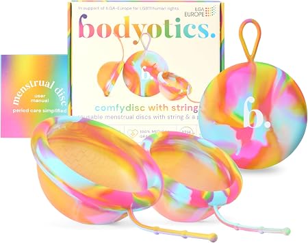 Bodyotics Reusable Menstrual Disc - Pack of 2 S & L Proud Disc - 12-Hour Leak-Proof Protection - Removable Thread for Easy Insertion & Removal - Non-Toxic Silicone & Hygienic Carry Bag