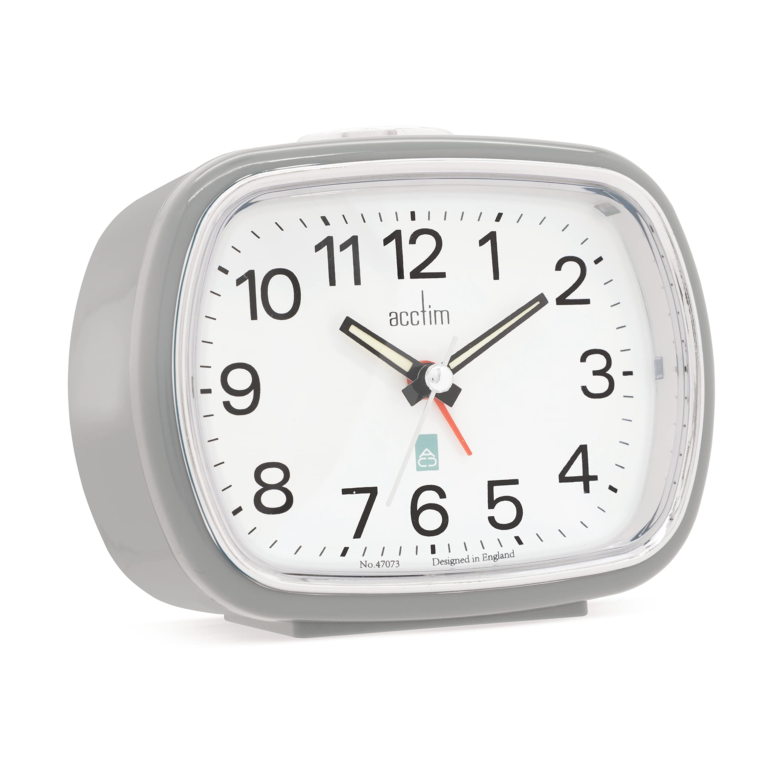 Acctim Camille Analogue Alarm Clock Quartz Luminous Hands Chrome Bezel (Pigeon Grey) - Image 2
