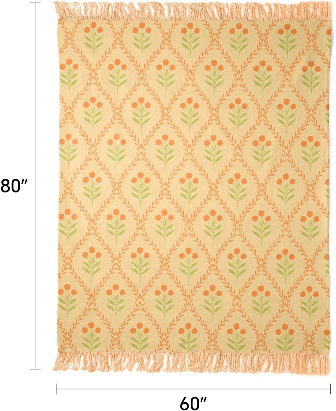 100% Cotton Boho Throw Blanket for Home Decor – Classic Farmhouse Quilt Bedding, Muslin Blankets for Adults, Vintage Woven Decorative Blanket for Couch, Bed Layering Use, Vintage Floral, 60"x80" image 3