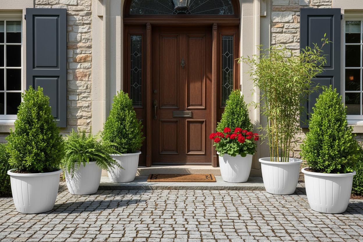 White Flower Pots - 6 Pack for Gardening -1 White Flower Pots - 6 Pack for Gardening -1