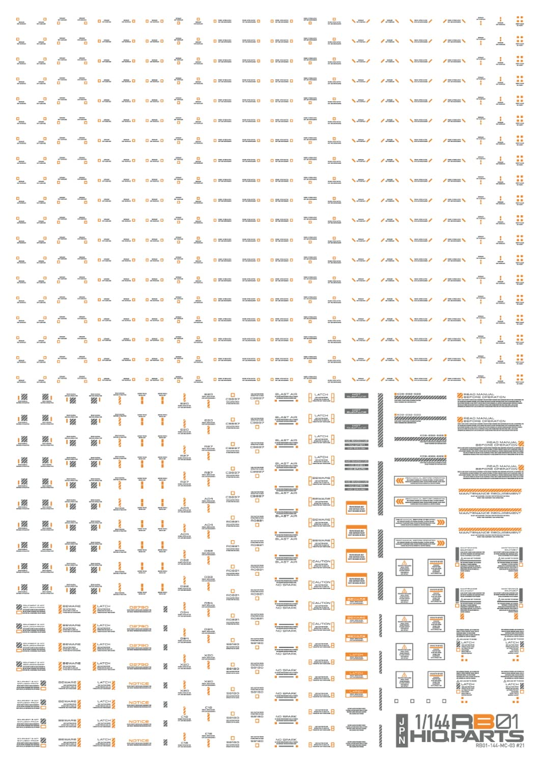 Haikyu Parts 1/144 Gray & Orange RB01 Cotion Decal (Pack of 1)