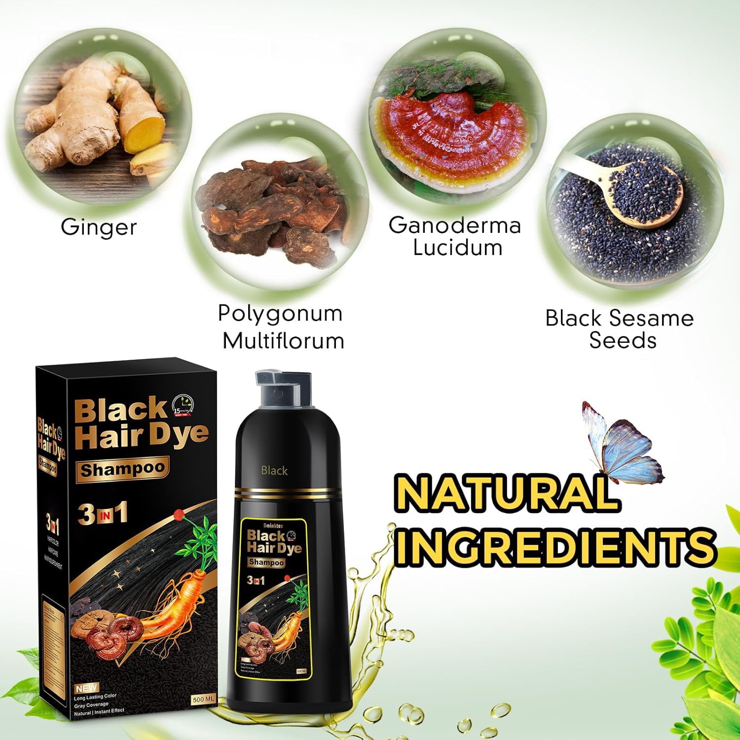 Amazon.com : Hair Dye Shampoo 3 in 1 for Gray Hair, Herbal