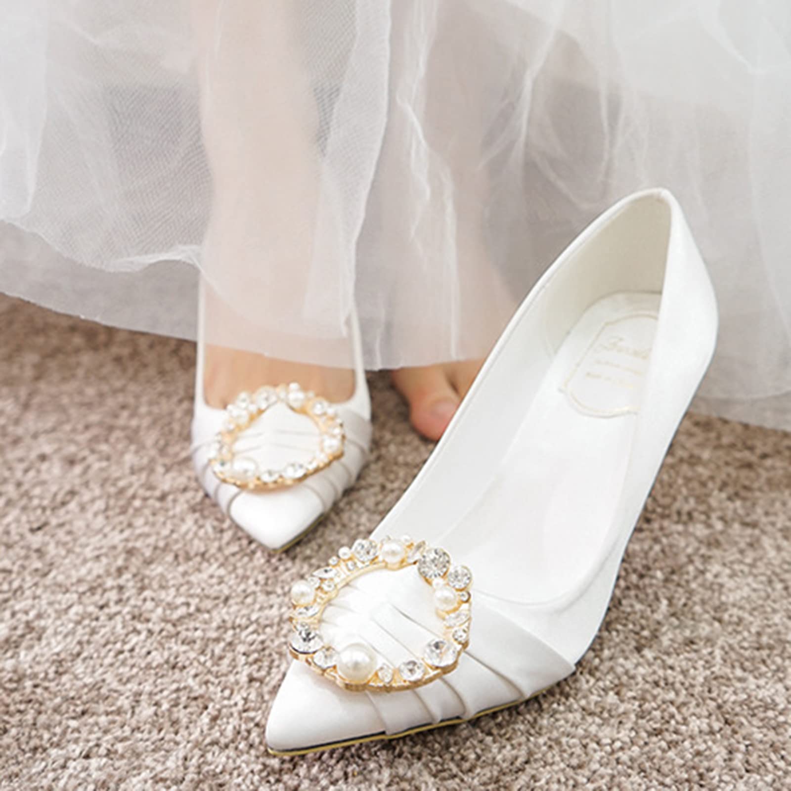 BeAUZQ Braut Hochzeit Sexy High Heels Mode Perle Strass Damen Brautjungfer Stilettos Pumps Abend Party Prom Formale Klassische Schuhe
