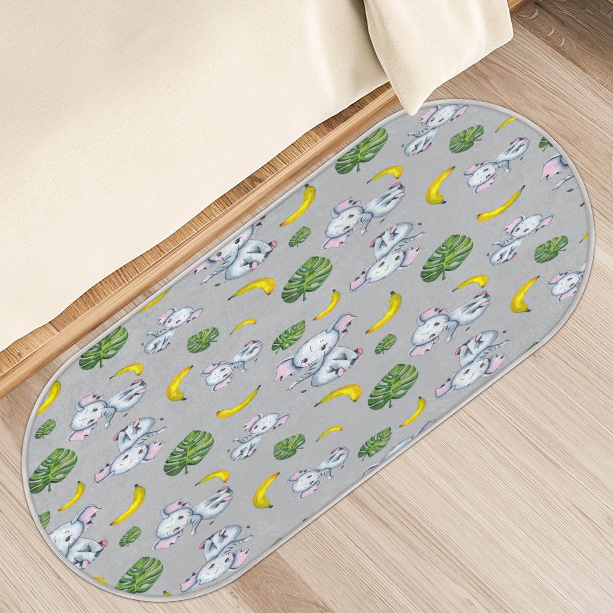 Tapis éléphant tropical à poils longs moelleux et absorbant pour salle de bain