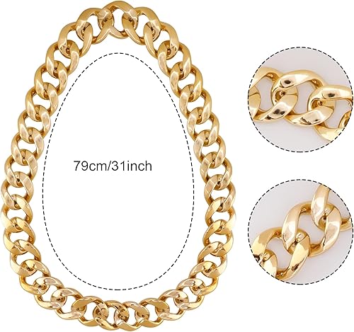 Miniatura 2 de Kit de disfraz de hip hop de los años 8090, trajes de rapero DJ, pulsera de cadena dorada punk, sombrero de cubo, gafas vintage, aretes de aro de