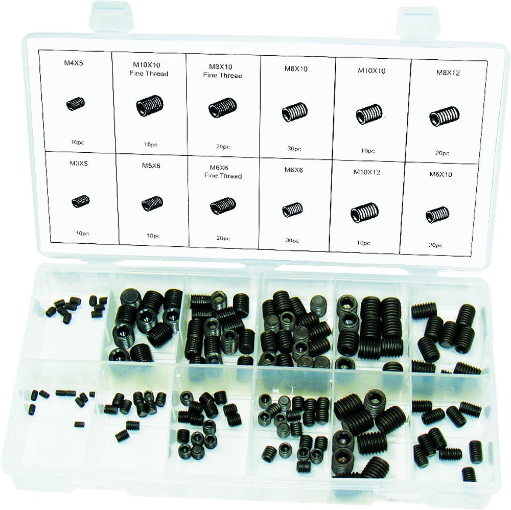 Swordfish 31441 Metric Hex Head Set Screw Grub Assortment, 200 Piece