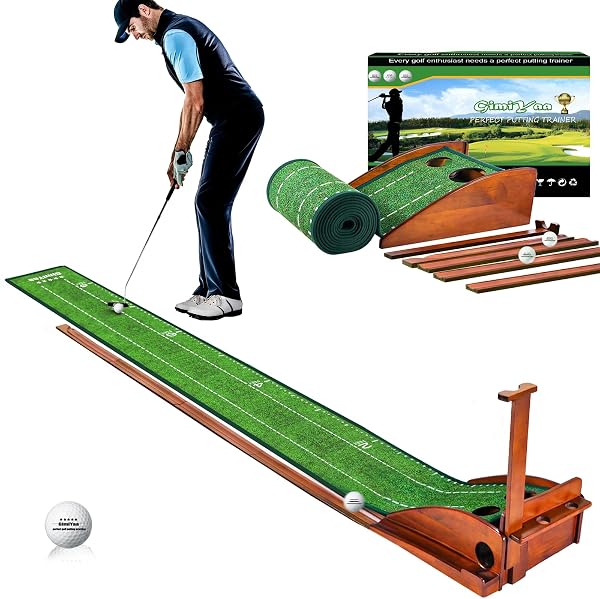 GimYaa Golf Putting mat Green Indoor and Outdoor with Auto Ball Return,Game Practice Golf Gifts for Home, Office, Backya