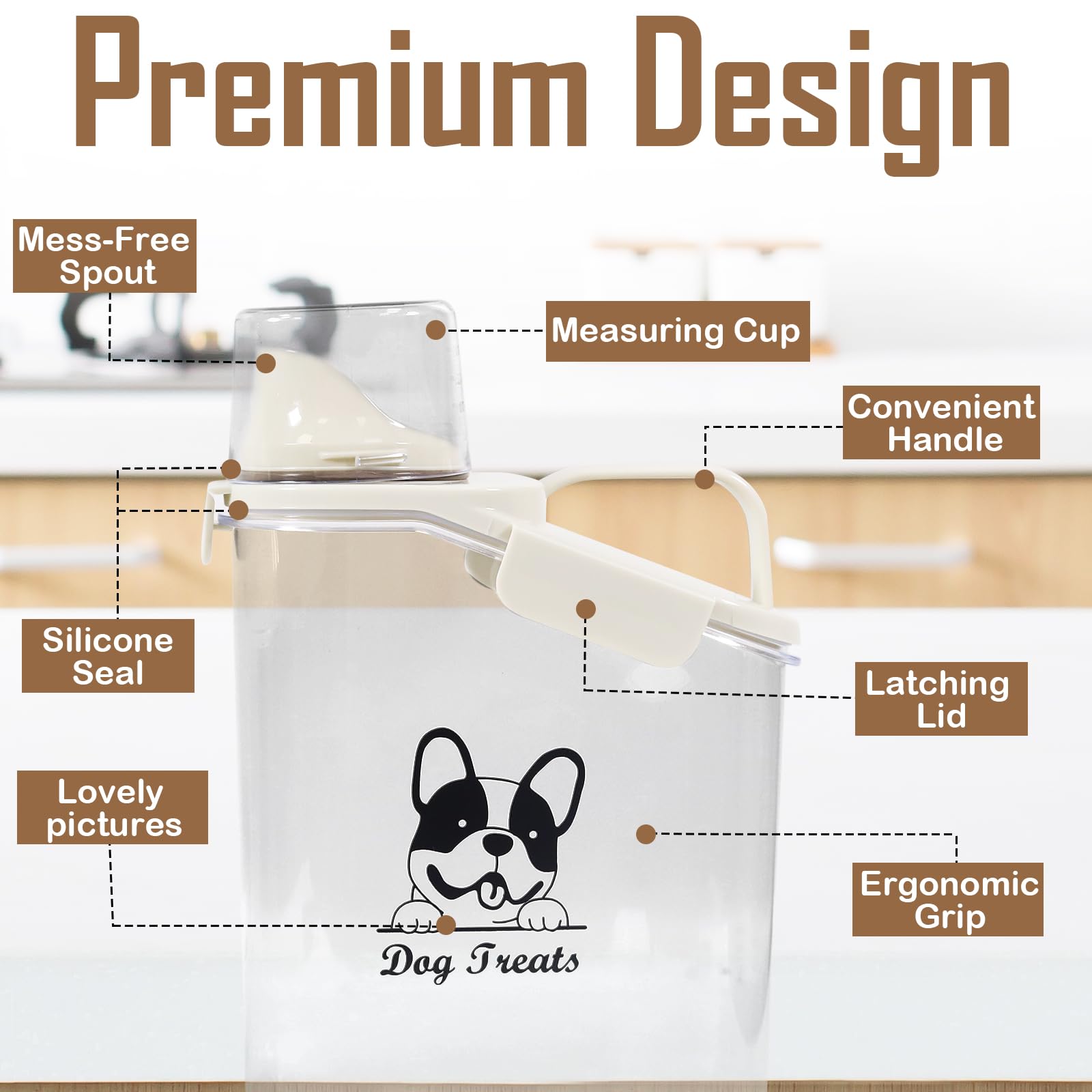 Geyecete 2er-Set Glas-Leckerlidos Für Hunde & Katzen – 4L + 2L Mit Holzdeckel – Luftdicht, Transparent, Lebensmittelecht
