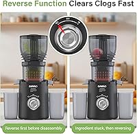 Vista 4 de OMMO Juicer Machines, 300W Cold Press Juicer for Whole Vegetables & Fruits with 6'' Large Feed Chute, Slow Masticating Juicer Easy to Clean, High