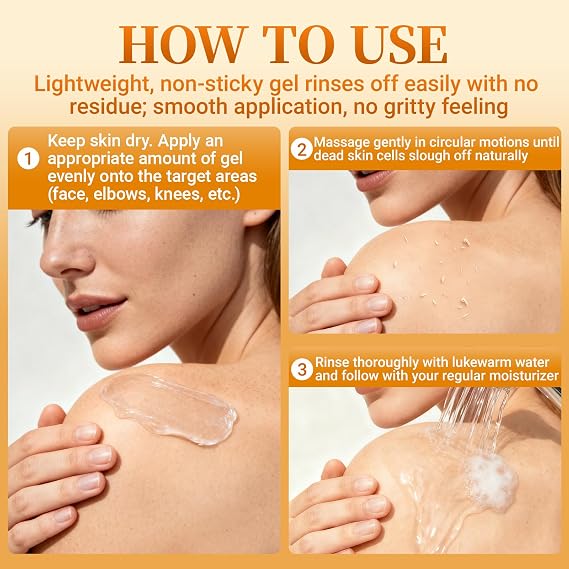 Orange Enzymes Exfoliating Brightening & Whitening Gel - Gentle Formula Natural Orange Peel/Peeling Gel for Smooth, Radiant Skin (Suitable for All Skin Types)
