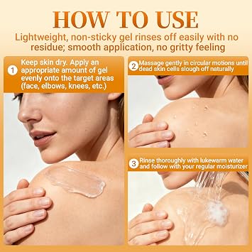 Orange Enzymes Exfoliating Brightening & Whitening Gel - Gentle Formula Natural Orange Peel/Peeling Gel for Smooth, Radiant Skin (Suitable for All Skin Types)