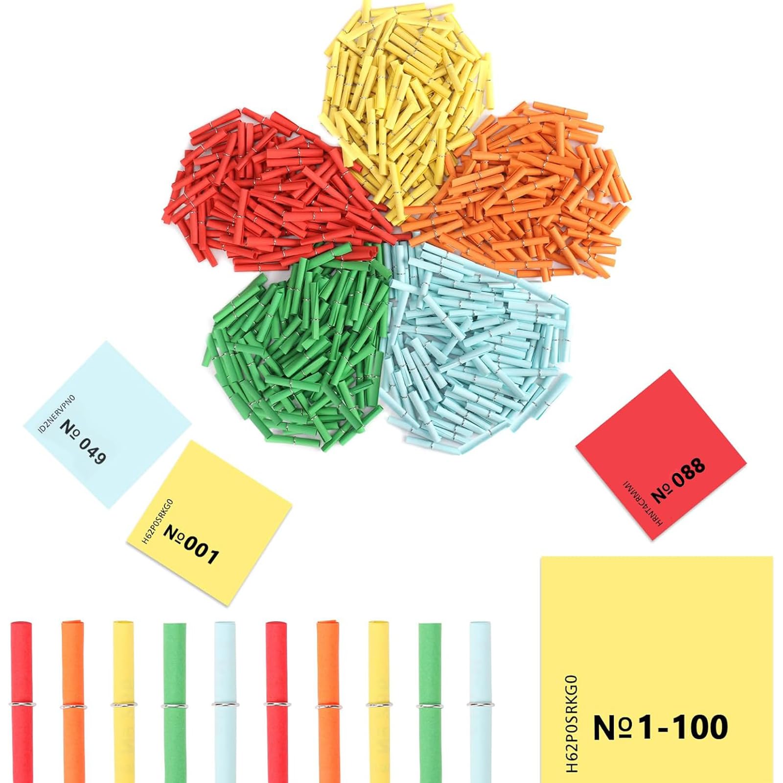 100 Piece Tombola Set Winning Tickets 1-100 Loose Hits Tombola Loose Win Rollless Colourful Mixed Winners Numbered for Club Party and Leisure Annual Tombola