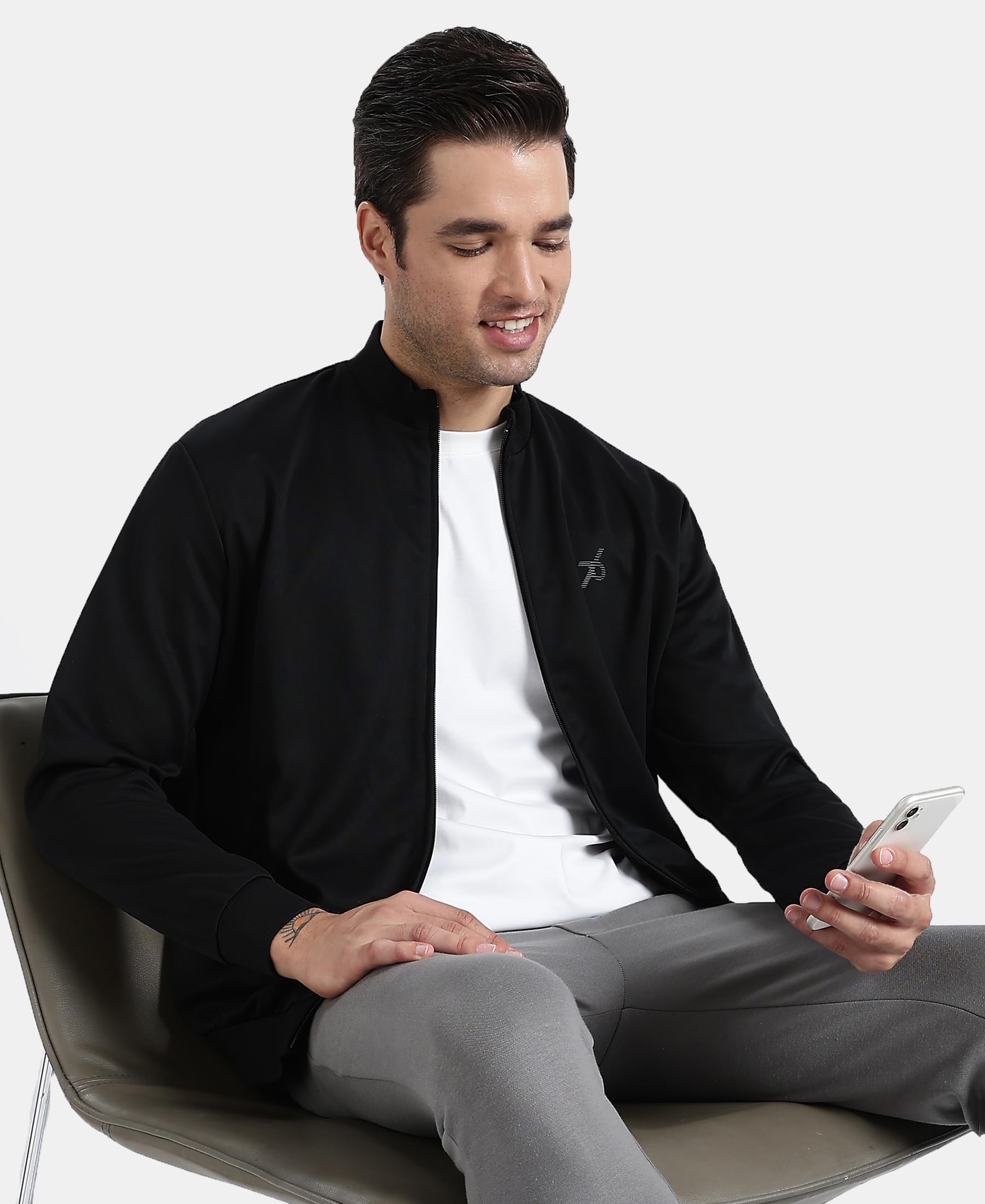 Jockey AM83 Men's Microfiber Fabric Jacket with StayFresh Treatment_Black_M 1