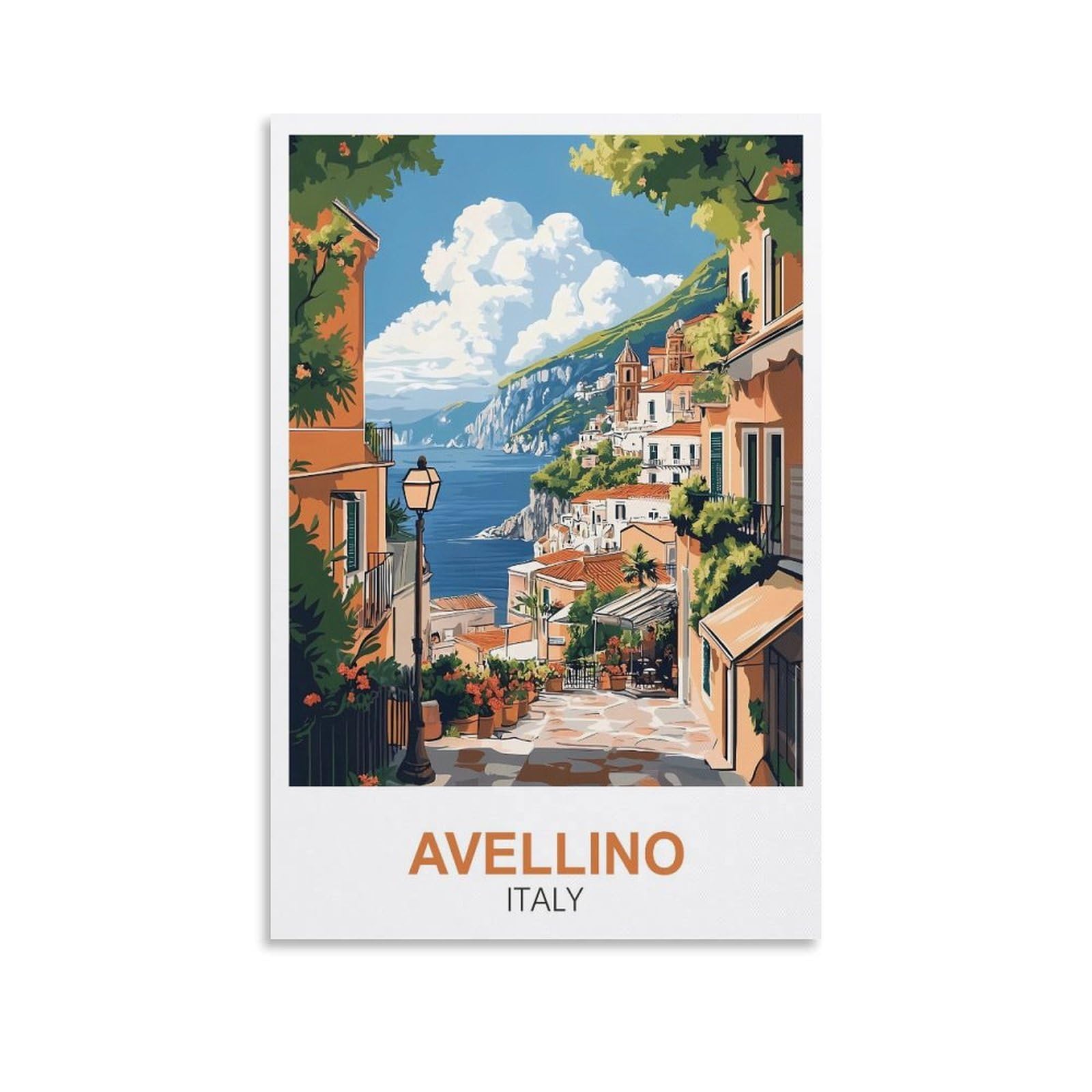 EZMLFA 5D Diamond Art Kits Adults,Avellino Italy,Round Dots Diamond DIY Kits Pictures for Wall Decor Home Office Decoration 30x40cm