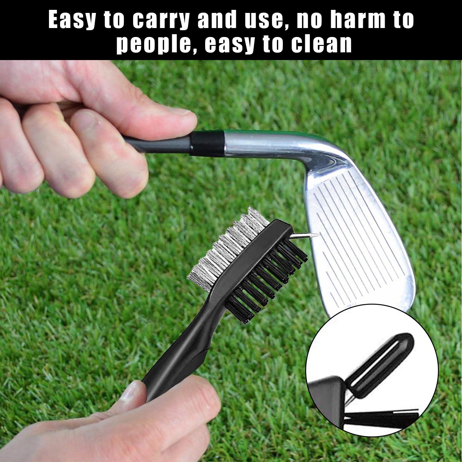ZEACCT 2-Piece Golf Towel and Brush Set, Multi-Functional Club Cleaner with Carabiner Clip, Perfect for Golf Shoes Clubs - Image 2
