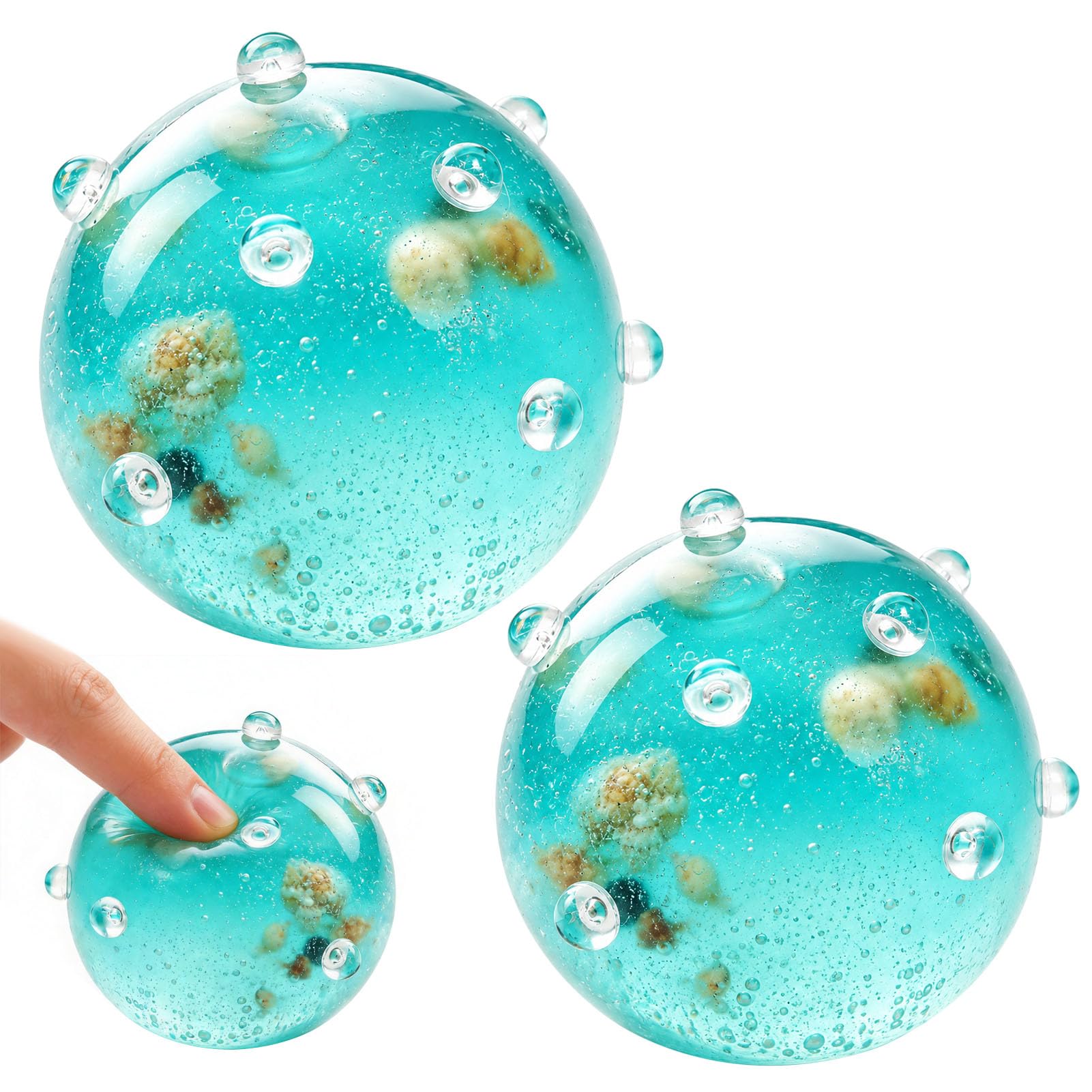 🧠 Pelotas Antiestrés Con Cuentas, Set De 2, Diámetro 7.3 Cm, Silicona Suave, Sonido Crujiente, Ideal Para Ansiedad, TDAH Y Rehabilitación, Para Niños Y Adultos