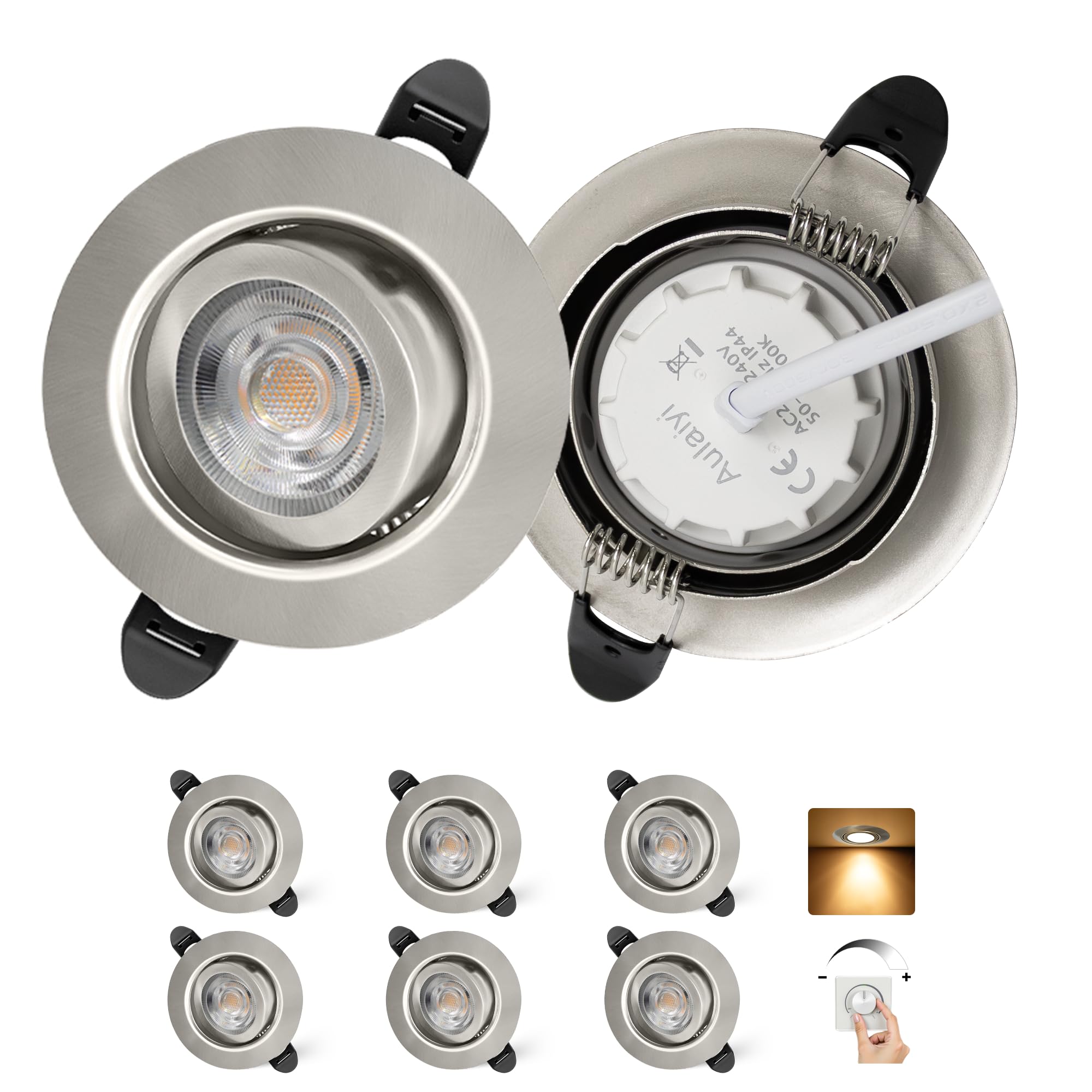 Aulaiyi LED Einbaustrahler 230V Dimmbar 2700K Warmweiß