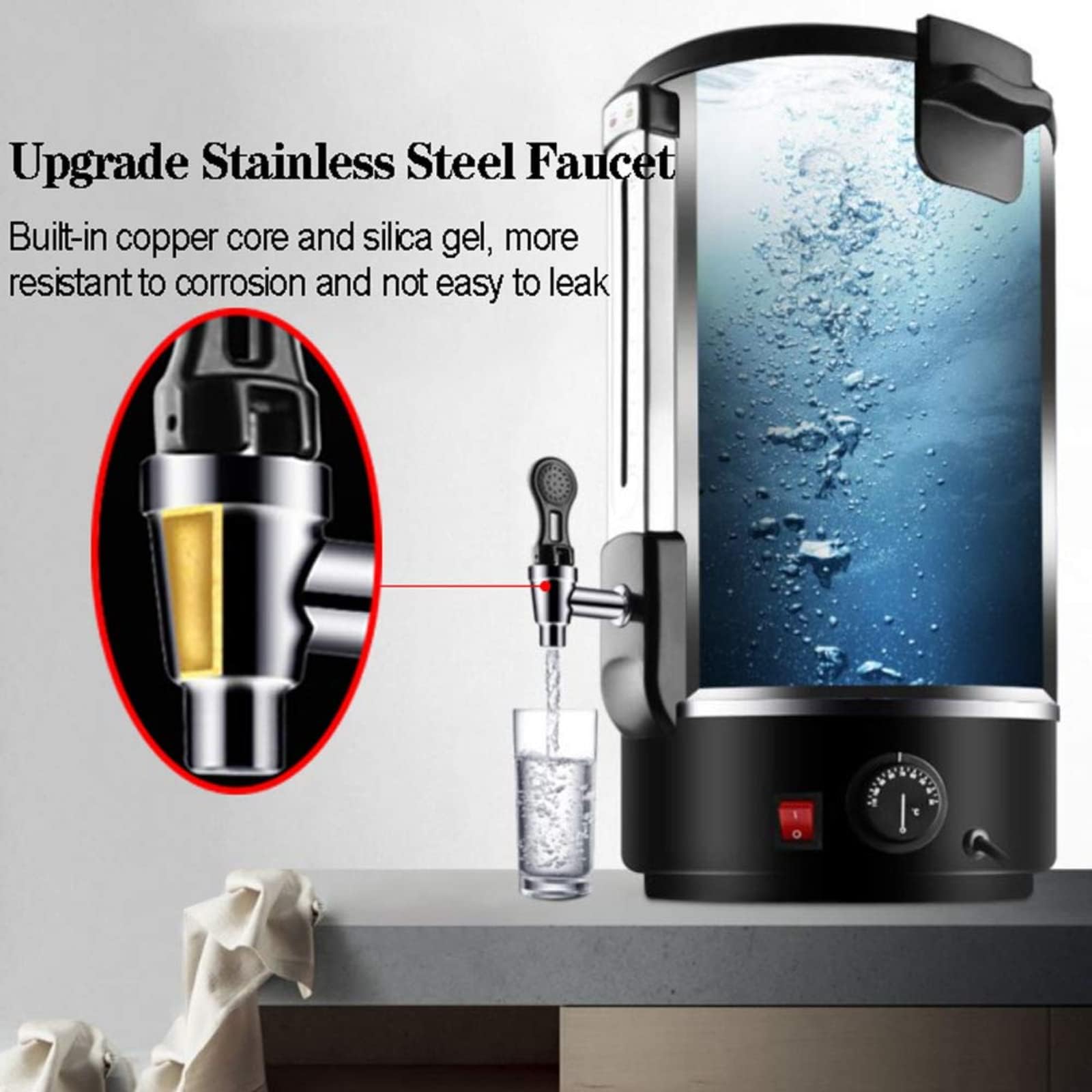 Dispensador comercial de urna de agua caliente de 20 L para oficina, catering, aislamiento de acero inoxidable de doble pared, ideal para fiestas y bebidas
