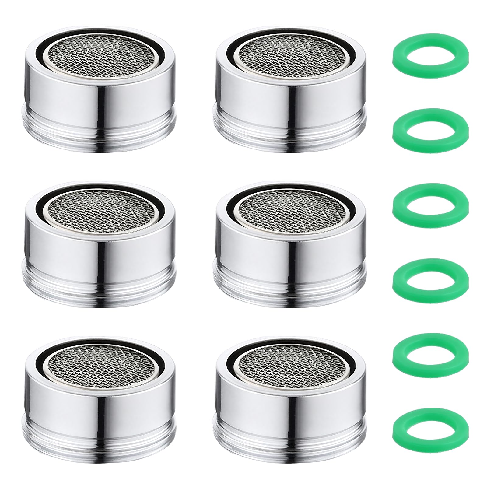 Juhuifu Silver 6Pcs M24 External Thread Tap Aerators, Tap Filter Nozzle Faucet Aerator Water Saver Flow Regulator For Kitchen Bathroom Sink