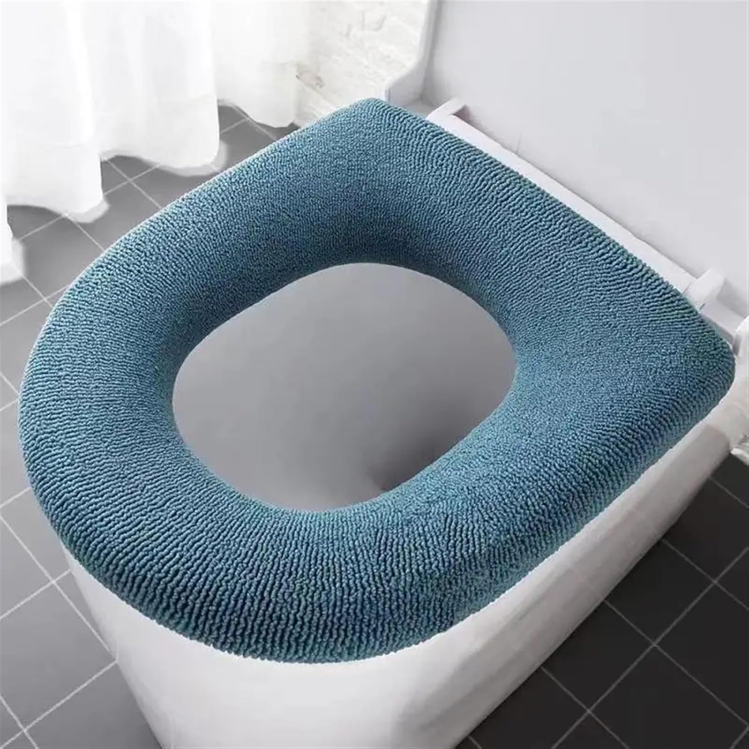 litts Toilet Seat Cover Pure Color Pumpkin Pattern Closestool Mat Soft Warm Toilet Seat Cushion Bathroom Toilet Accessories (Size : Blue)