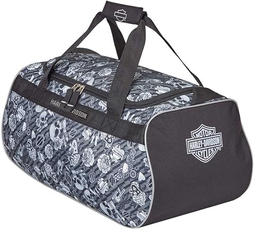 Harley-Davidson Logo Sport DuffelVintage, Tatuaje Gris, Logo Sport Duffel