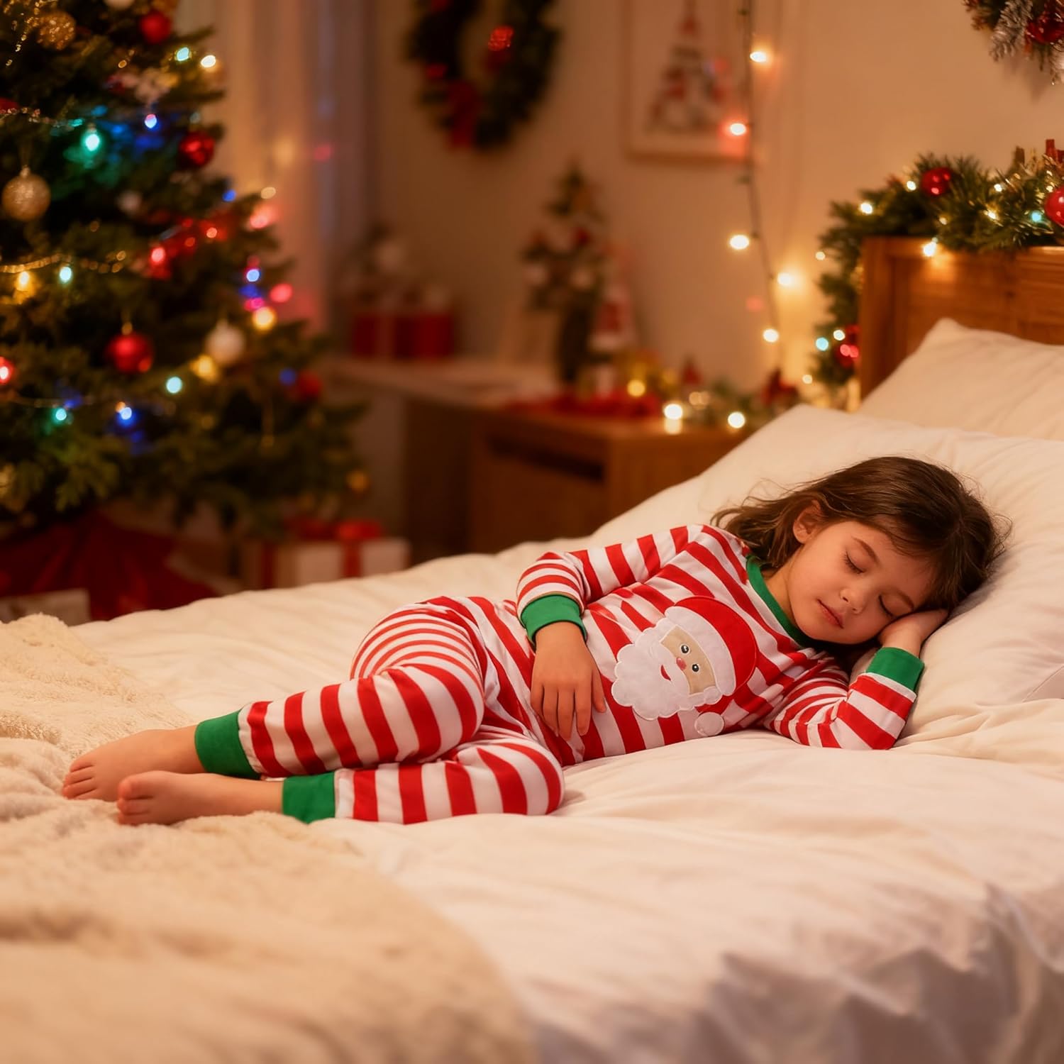 HYCLES Christmas Pajamas for Kids Girls Holiday Long Sleeve Sleepwear Santa Cotton Pajamas Sets for 2-12T Boys/Toddler Pjs - Image 2