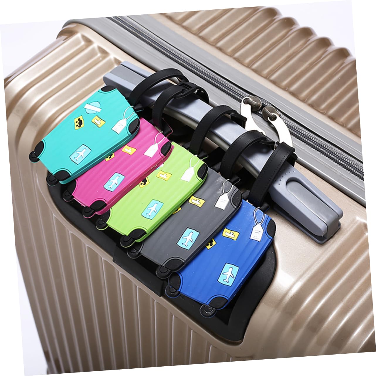 LIFKOME 15pezzi Targhette Da Viaggio Silicone Design Forma Di Valigia Etichette Per Bagagli Con e Indirizzo Accessori Pratici Per Trasporto Blu Verde
