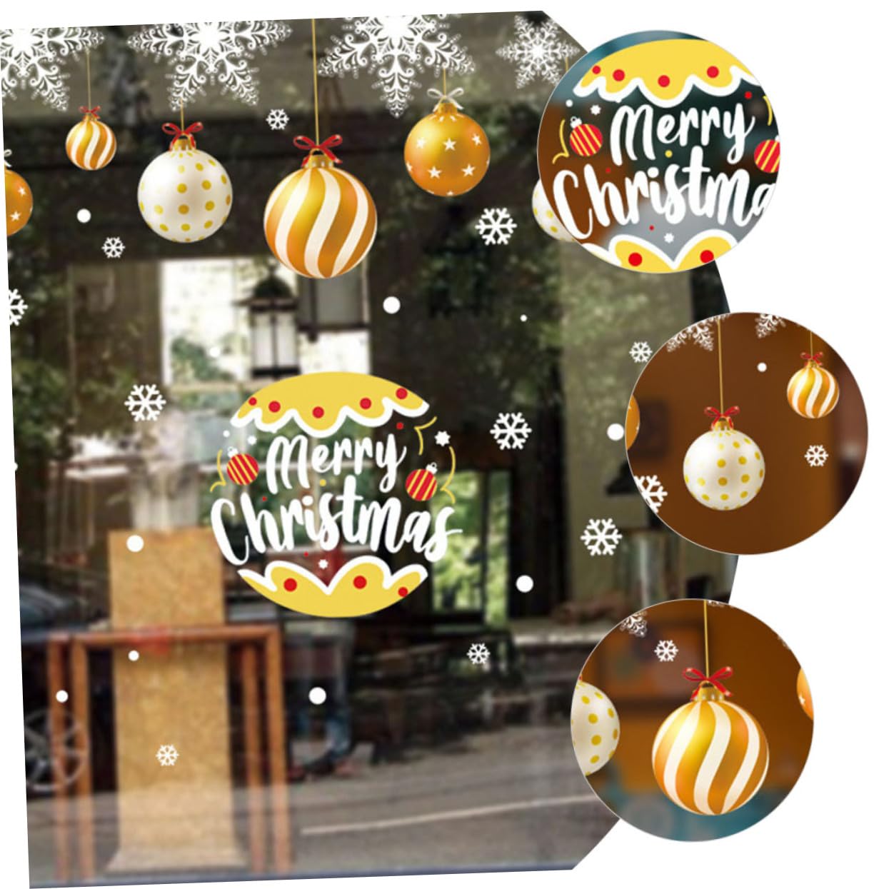 TOPBATHY 5 Blätter Statische Weihnachtsaufkleber Weihnachtskugel Fenster Haftet Weihnachtstüraufkleber Fensterschneeflocken Aufkleben Winterliche Fensterfolie Weihnachtsfensteraufkleber Pvc
