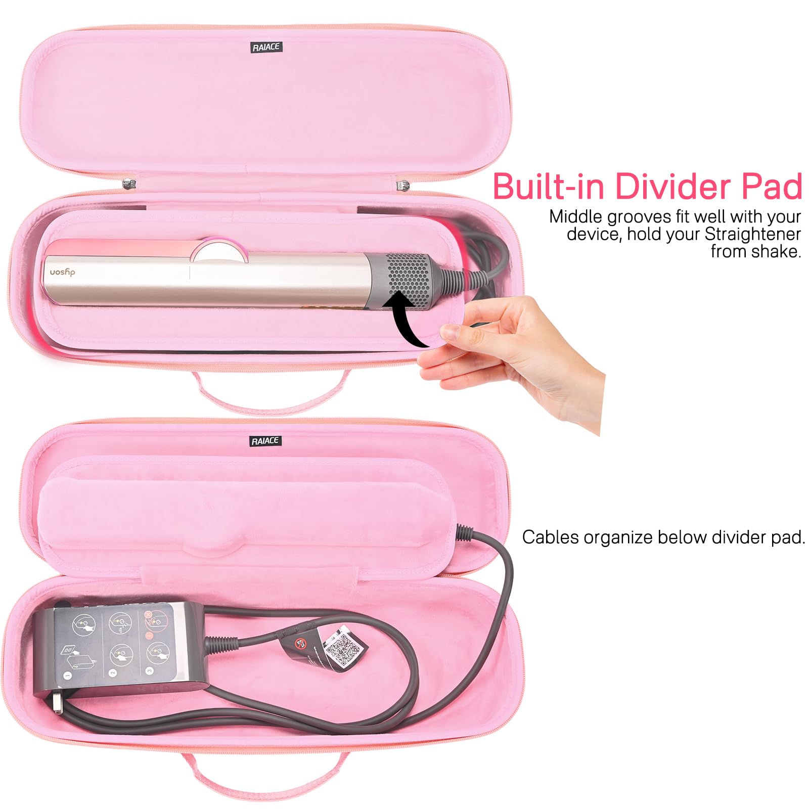RAIACE Étui de Rangement Rigide pour Dyson Airstrait - Rose