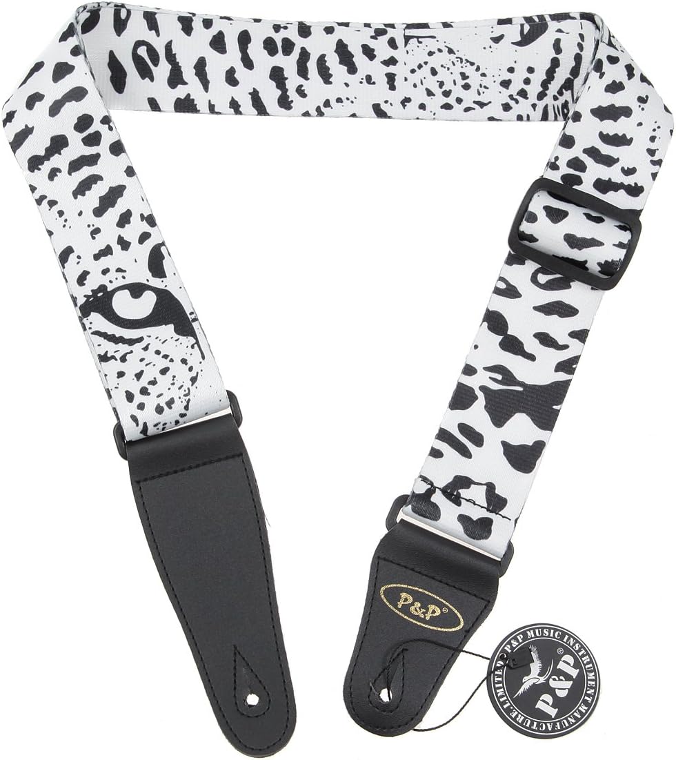Kmise MI0282 Soft Electric Acoustic Guitar Bass Strap with Full-Grain Leather End